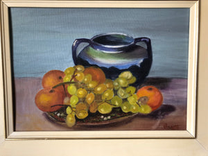 Vintage Still Life Painting - Painting of Bowl of Fruits