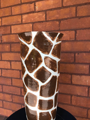 MKB Canada Handmade and Hand-Painted Giraffe Print Stoneware Large Tall Vase
