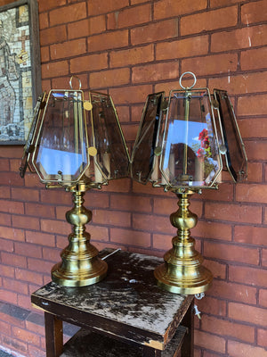 Set of 2 Vintage Retro Mid Century Modern Heavy Six Lights 70s Table Lamps