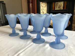 Vintage Ice Cream Sundae Frosted Glass Tulip Shaped Pedestal Glasses