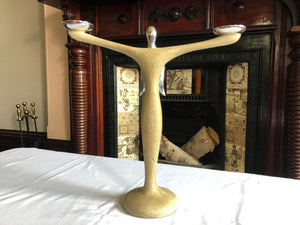 Vintage Stone and Sterling Silver Candelabra Angel with 2 Lights
