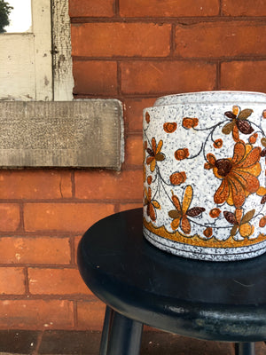 Canadian Pottery Jar - Vintage Jar with Orange Flowers