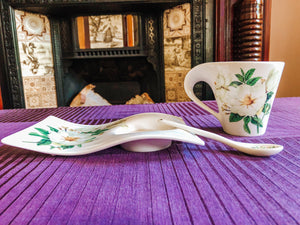 Adeline Porcellana - Italy Tea Cup, Saucer and Tea Spoon - Adeline Porcellana Fine Disegno Italiano
