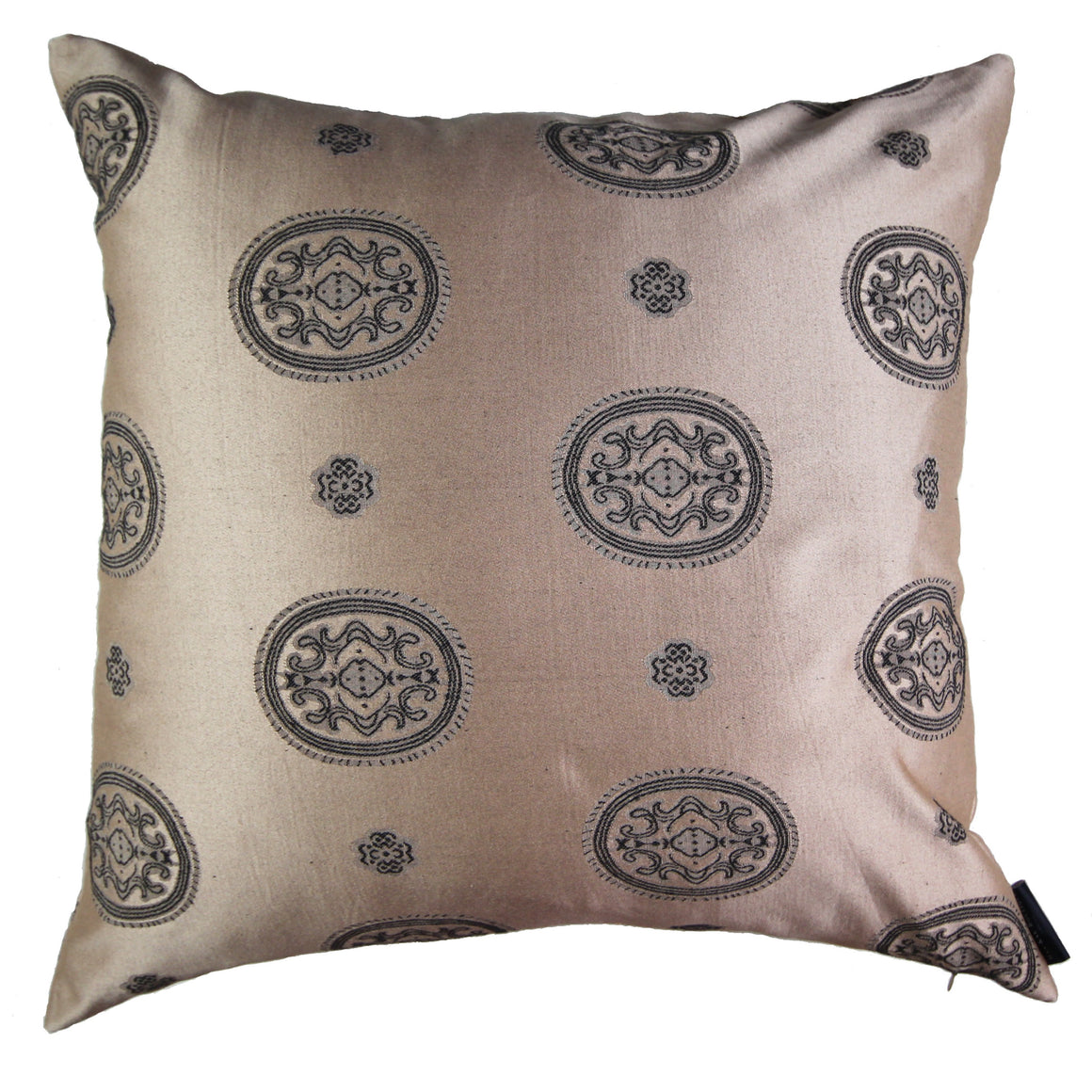 Amelie - Light Brown with Geometrical Egg-Shaped Motifs Pillow Cover - 22x22