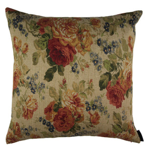 Susan - Light Brown Vintage Floral Pillow Cover - 22x22