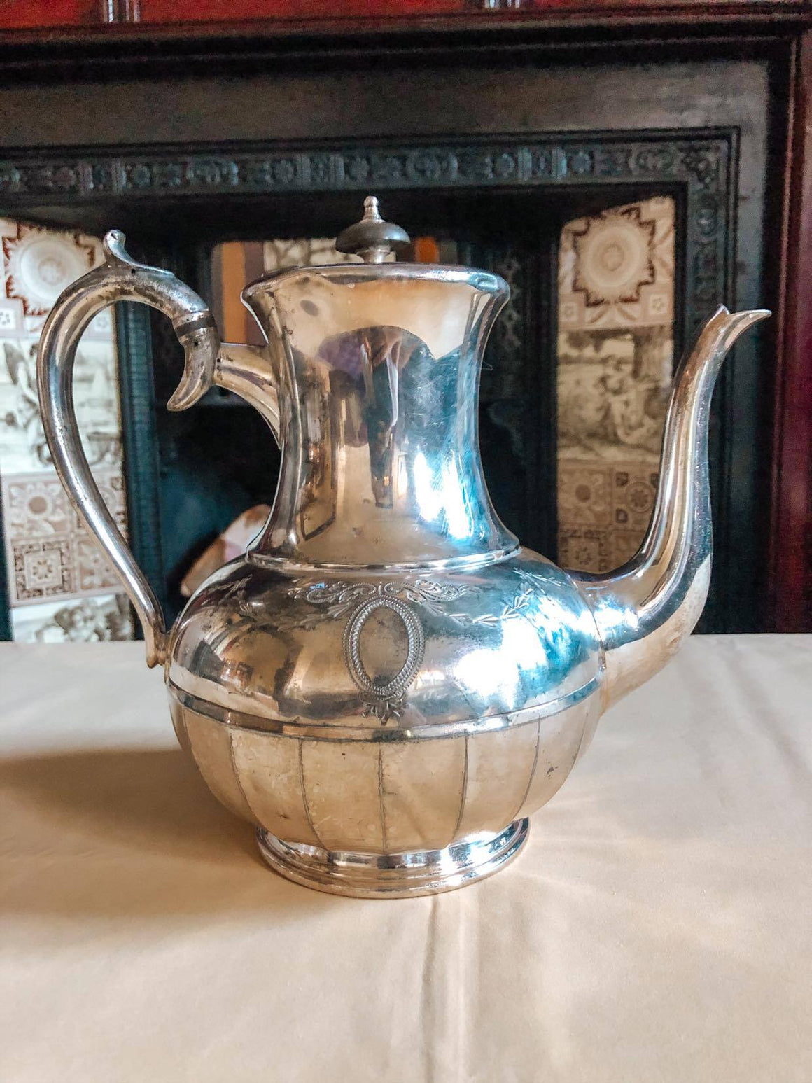 Antique Embossed Silver Plate EPBM Tea Pot - Sheffield - Made in England