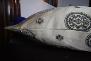 Amelie - Light Brown with Geometrical Egg-Shaped Motifs Pillow Cover - 22x22