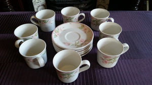 Set of 8 Royal Doulton Lambethware Fresh Flowers Regents Park LS 1054 Tea Cups and Saucers
