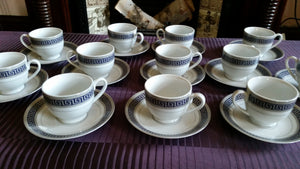 Set of 6 Vintage Deutschland Cuisine Santé International Tea Cups and Saucers