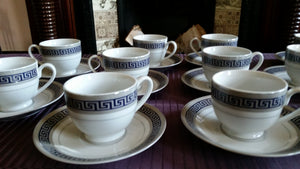 Set of 6 Vintage Deutschland Cuisine Santé International Tea Cups and Saucers