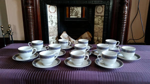 Set of 6 Vintage Deutschland Cuisine Santé International Tea Cups and Saucers