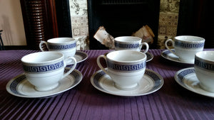 Set of 6 Vintage Deutschland Cuisine Santé International Tea Cups and Saucers