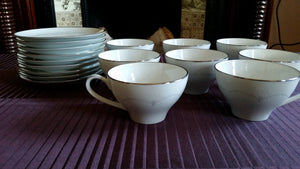 Set of 8 Noritake Japan 6441 WHITEBROOK US DESIGN PAT200484 Tea Cups and Saucers