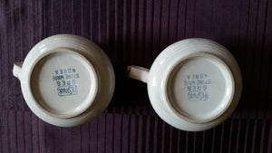 Set of 2 Vintage Festival Gres Stoneware KOREA Onion Soup Cups or Bowls with Handle