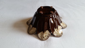 Vintage Evangeline Canada 968 Brown and Beige Scalloped Rim Ceramic Vase