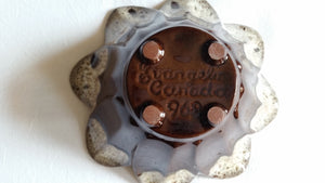 Vintage Evangeline Canada 968 Brown and Beige Scalloped Rim Ceramic Vase