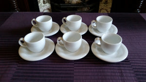 Set of 6 Tendenze Extra Strong Light Porcelain Tea Cups Demi-Tasse Cups and Saucers
