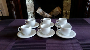 Set of 6 Tendenze Extra Strong Light Porcelain Tea Cups Demi-Tasse Cups and Saucers