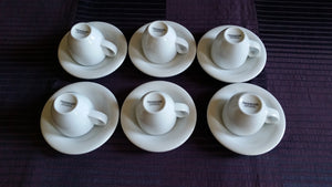 Set of 6 Tendenze Extra Strong Light Porcelain Tea Cups Demi-Tasse Cups and Saucers