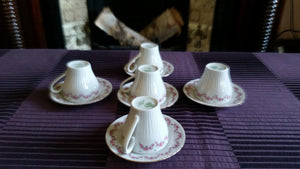 Set of 5 Vintage JLMENAU Graf Von Henneberg Porcelain Cups and Saucers