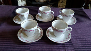Set of 5 Vintage JLMENAU Graf Von Henneberg Porcelain Cups and Saucers