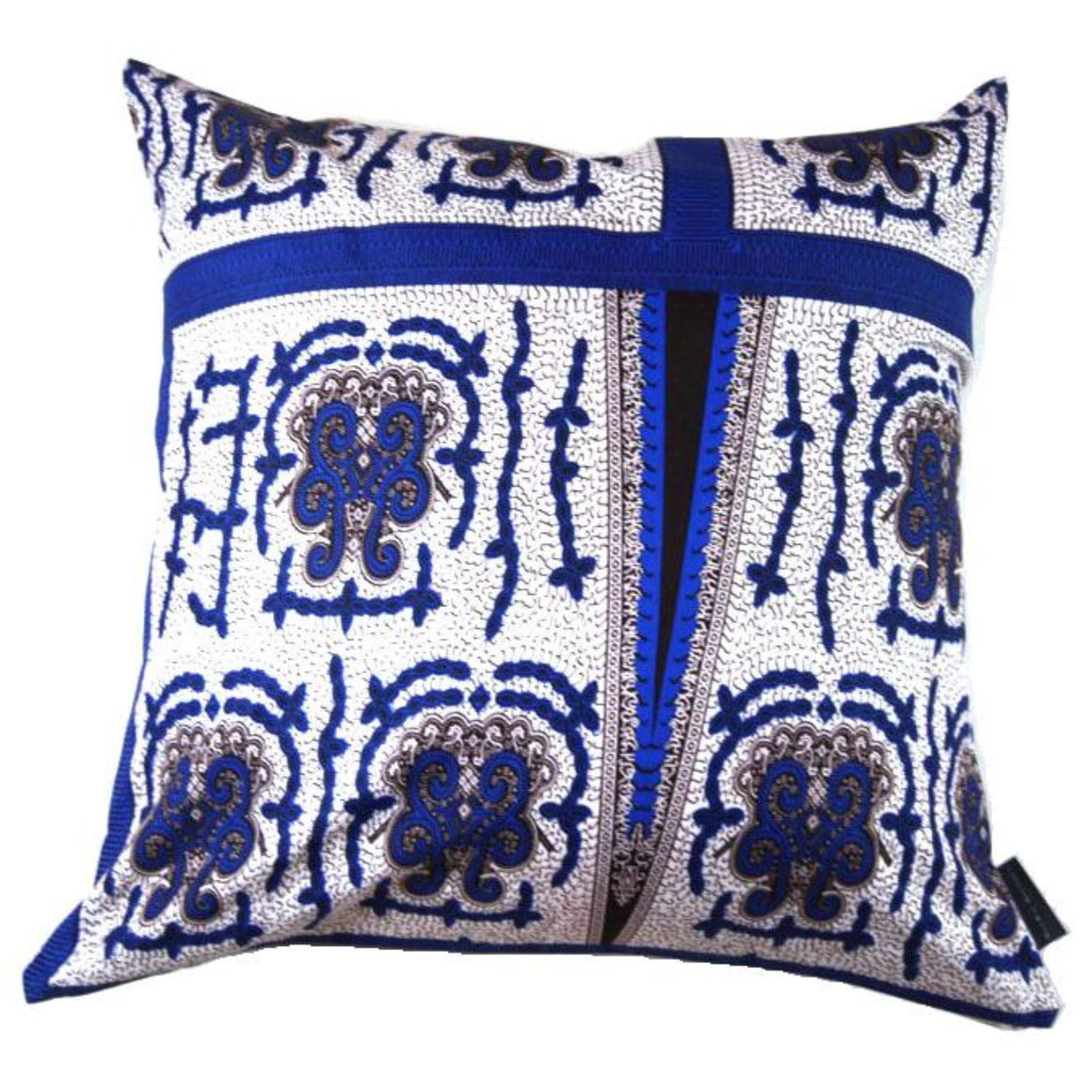 Chioma - Blue and White African Print Pillow Cover - 22x22