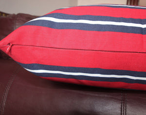 Ancona - Red, Blue, White Stripped Pillow Covers - Set of 4 - 2 (20” X 20”) + 2 (20” X 16”) - Maa-Kal Boutique Canada