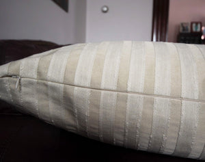 Antalya - Cream White and Beige Stripped Pillow Covers - Set of 4 - 4 (21” X 17”) - Maa-Kal Boutique Canada
