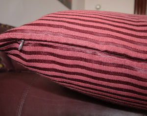 Aosta - Red Stripped Pillow Covers - Set of 3 - 1 (24” X 24”) + 2 (20” X 20”) - Maa-Kal Boutique Canada