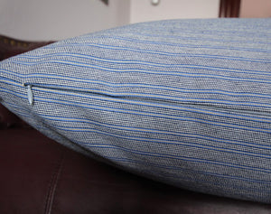 Aquaba - Blue Stripped Pillow Covers  - Set of 2 - 2 (24” X 24”) - Maa-Kal Boutique Canada