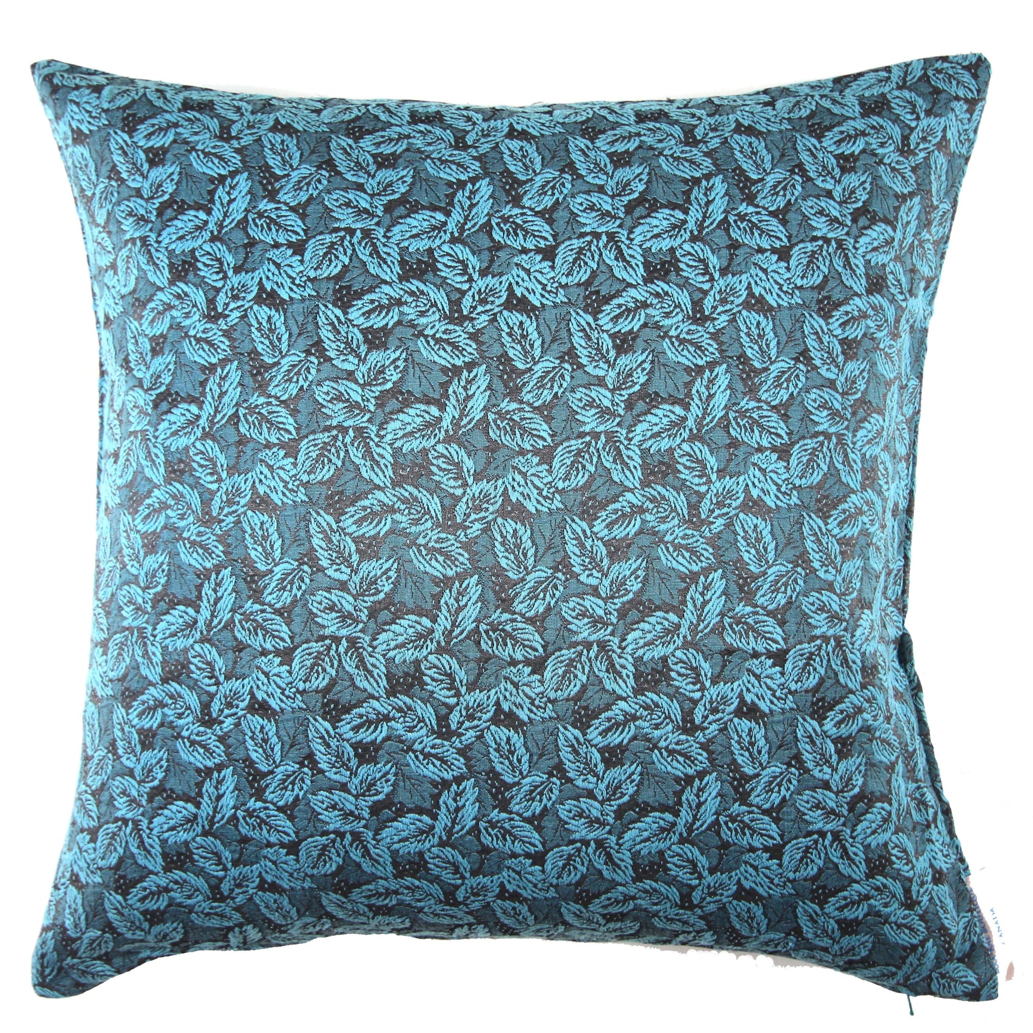 Ines - Embroidered Turquoise Leaves Pillow Cover - 20x20 - Maa-Kal Boutique Canada