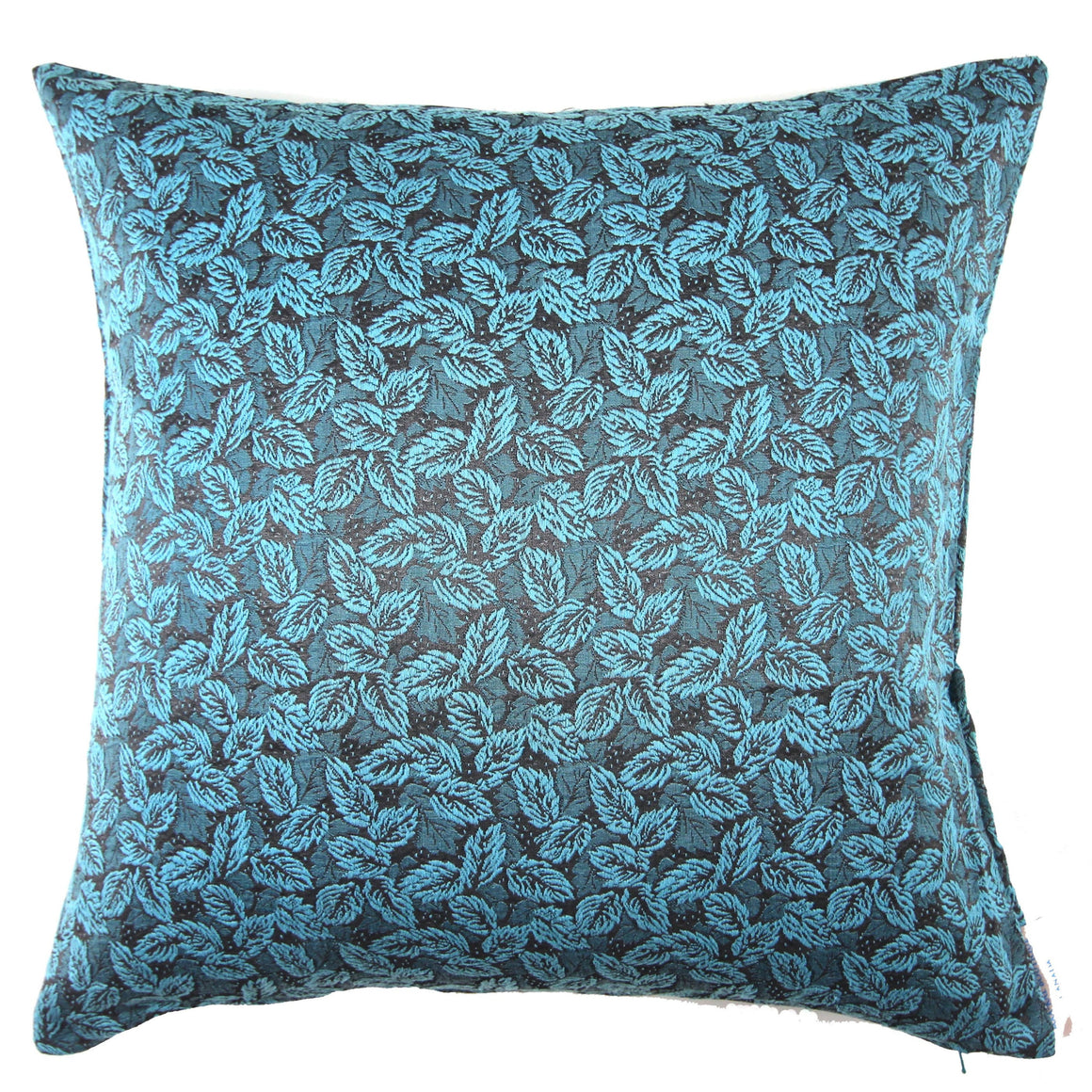 Ines - Embroidered Turquoise Leaves Pillow Cover - 20x20 - Maa-Kal Boutique Canada