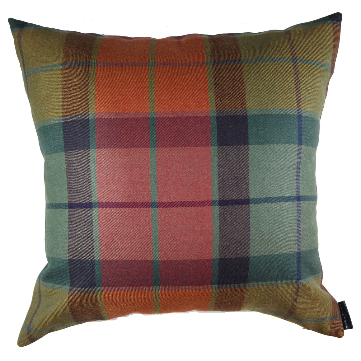 Vincent - Green, Orange, Blue Wool Plaid - 18x18 - 22x22 - Maa-Kal Boutique Canada