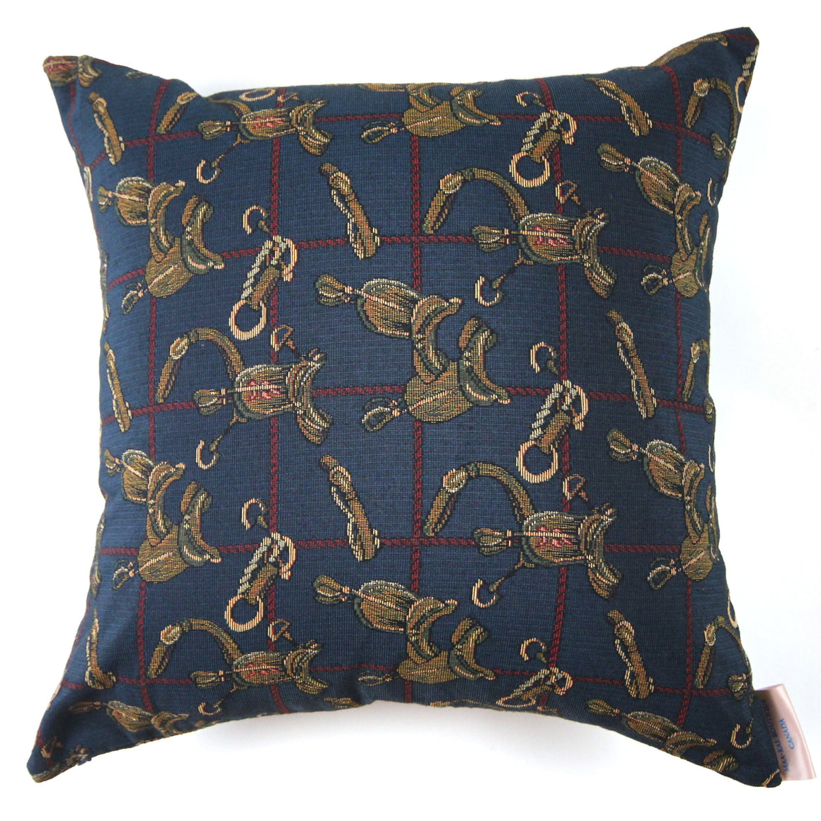 Zachary - Blue and Red Plaid with Yellow Saddles Print Pillow Cover - 20x20 - Maa-Kal Boutique Canada