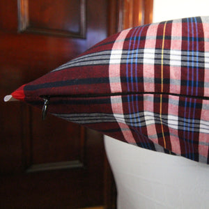 Angus - Blue and Red Plaid Pillow Cover - 18x18 - Maa-Kal Boutique Canada