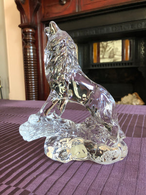 Princess House Lead Crystal Wonders of The Wild Wolf Sculpture