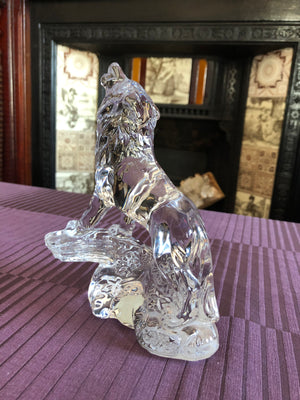 Princess House Lead Crystal Wonders of The Wild Wolf Sculpture