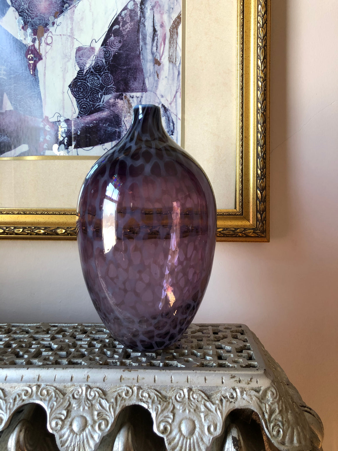 Purple Animal Print Purple Glass Vase