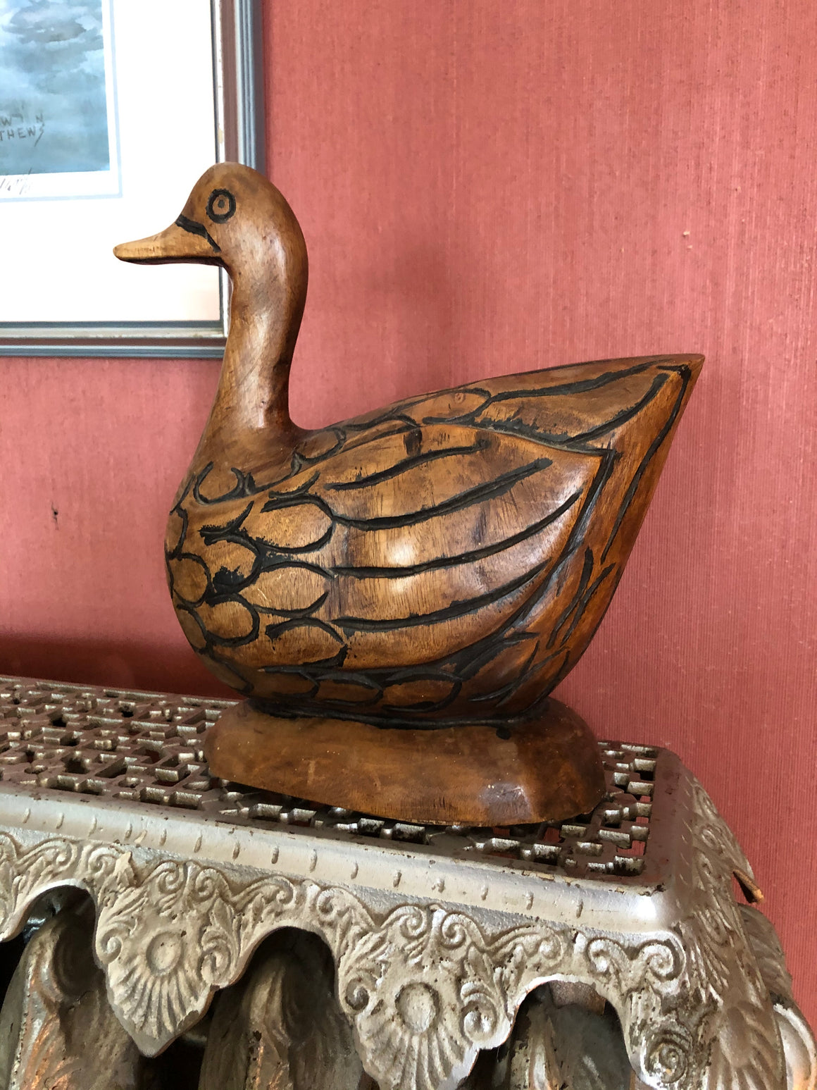 Vintage Duck Wood Figurine