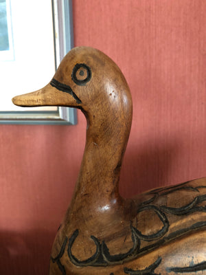 Vintage Duck Wood Figurine