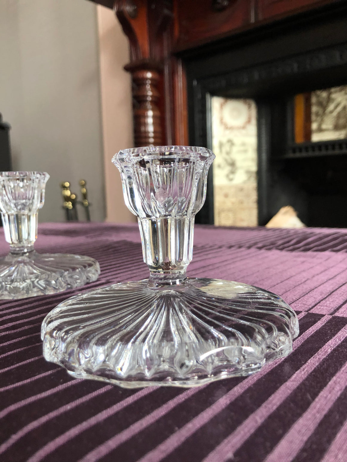 Clear Crystal Candle Holders