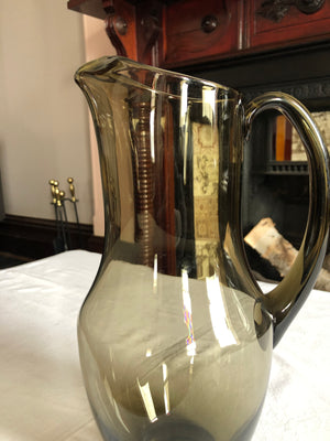 Vintage Clear Glass Beige/Gray Pitcher