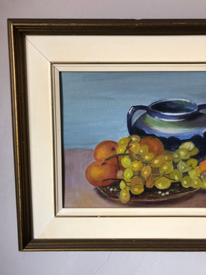 Vintage Still Life Painting - Painting of Bowl of Fruits