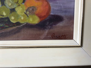 Vintage Still Life Painting - Painting of Bowl of Fruits