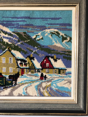 Vintage Needlepoint Art - Needlepoint Winter Scenery