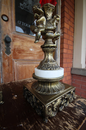 Vintage Brass Cherub Hollywood Regency Table Lamps