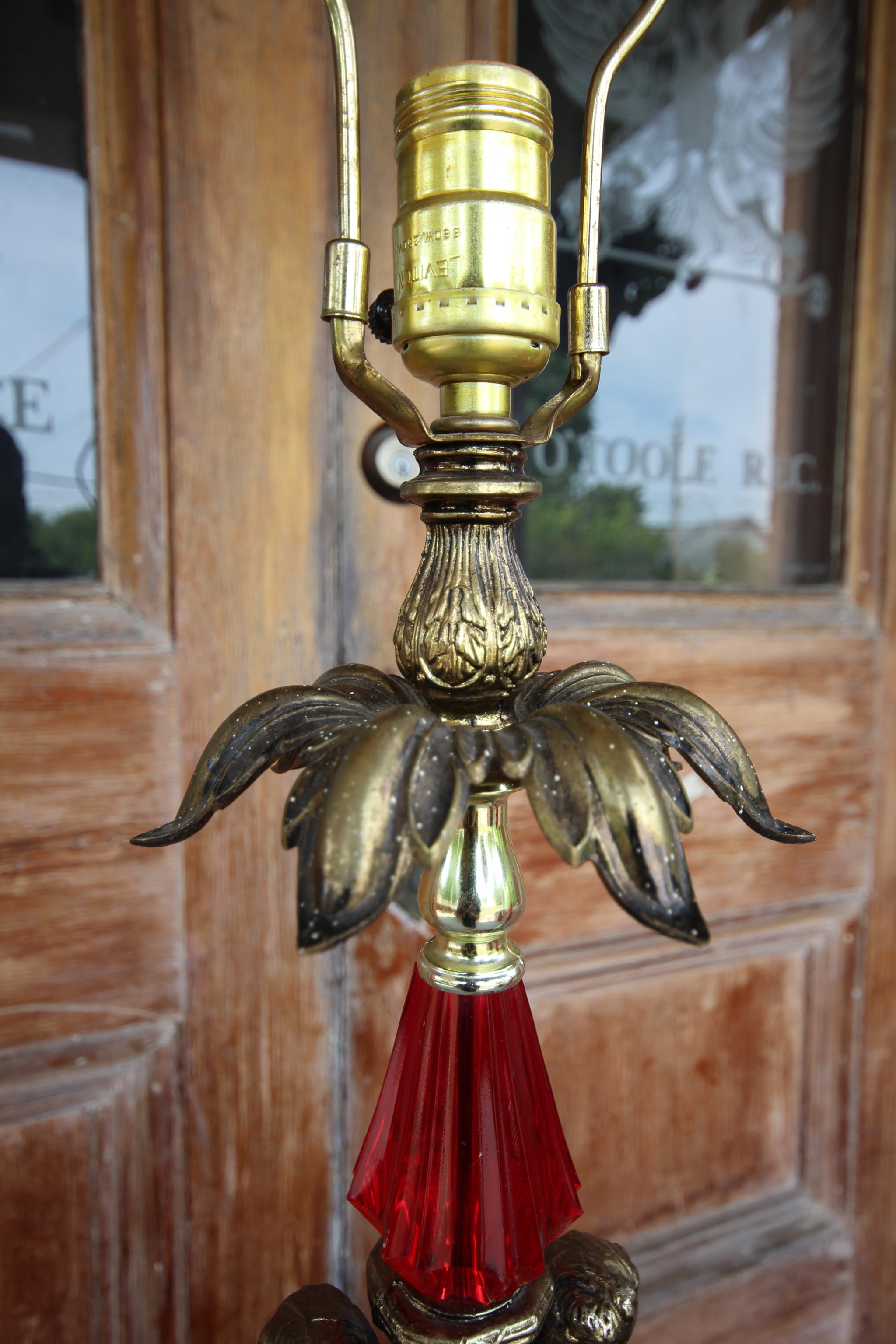 Vintage Brass Cherub Hollywood Regency Table Lamps