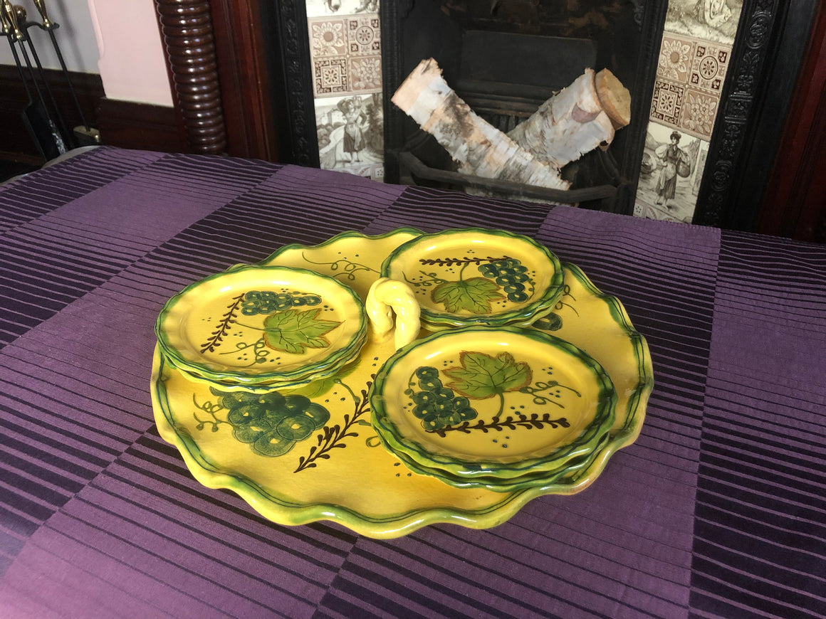 Vintage Handpainted Yellow and Green Plates - Romancing Provence Collection Bon Apetit Dish France