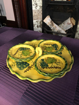 Vintage Handpainted Yellow and Green Plates - Romancing Provence Collection Bon Apetit Dish France