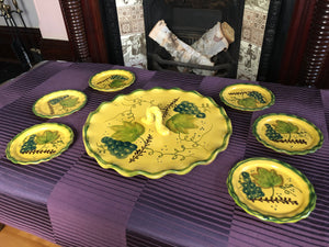 Vintage Handpainted Yellow and Green Plates - Romancing Provence Collection Bon Apetit Dish France